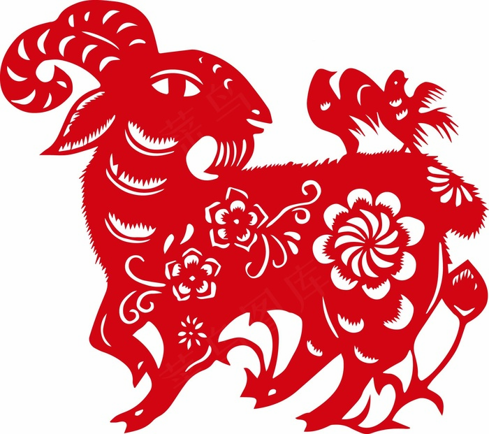 羊剪纸 剪纸风元素eps,ai矢量模版下载
