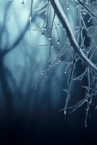 冰雪枝叶蓝色背景