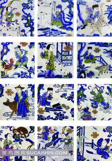 精美的古典人物图案刺绣素材