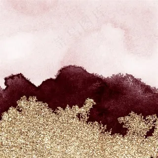 粉色水彩晕染金箔纹理背景图片