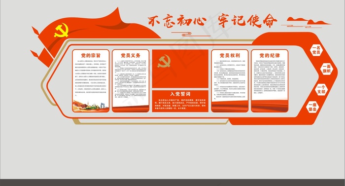 党建 文化墙 入党誓词5cdr矢量模版下载