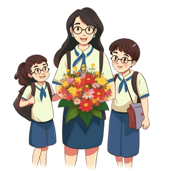 教师节师生插画