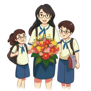 教师节师生插画