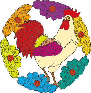 中国吉祥图免扣元素矢量图金鸡