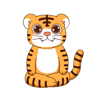 卡通小老虎PNG免抠插画素材可爱动物老虎插画贴图PNG免抠设计素材