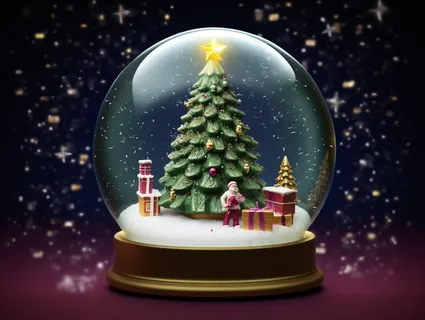 圣诞水晶球圣诞摆件摄影图