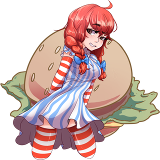 汉堡女孩卡通人物简笔