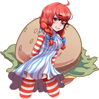 汉堡女孩卡通人物简笔