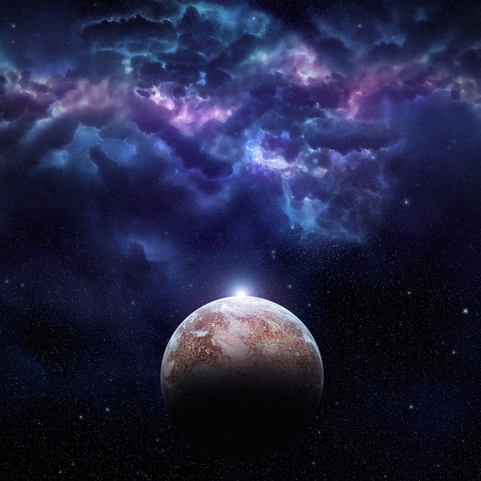 一个星球和美丽的星云