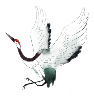 中国风古典中式国潮风手绘飞鹤图案仙鹤装饰素材PNG免抠插画元素