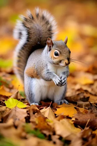 秋叶松鼠可爱动物背景
