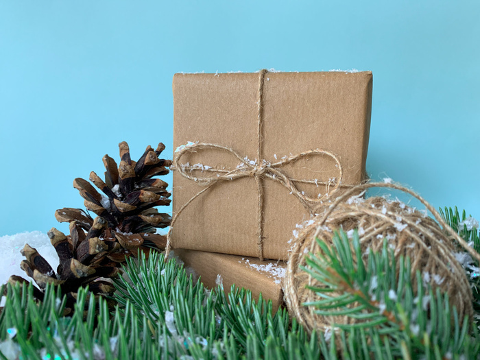 圣诞节圣诞礼物盒装饰元素静物特写场景(119)