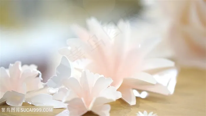 唯美小清新粉色手工纸花高清图