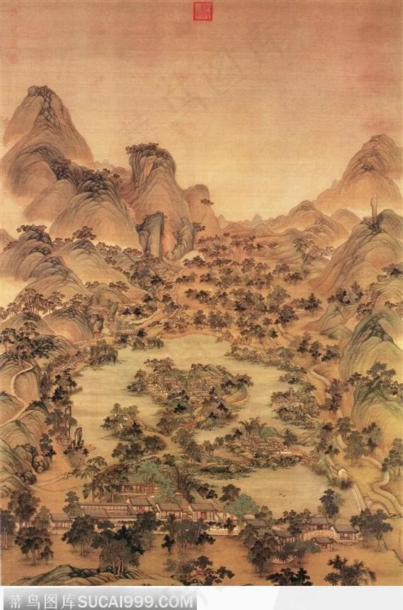 秋山萧寺图
