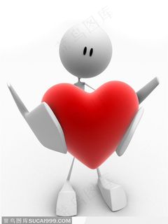 3D小人  立体小人手捧爱心