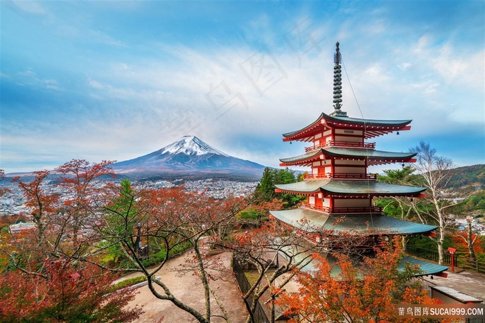 富士山前园林风光图