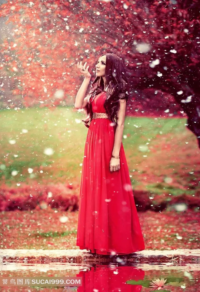 雪花下的美女