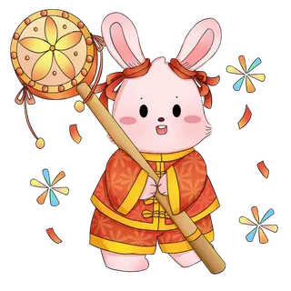 兔年快乐闹元宵拨浪鼓