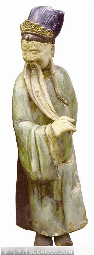 陈家祠陶塑-摸胡子思考的老人