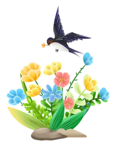 清明元素卡通春天清明节晚春绿色