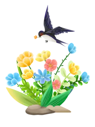 清明元素卡通春天清明节晚春绿色