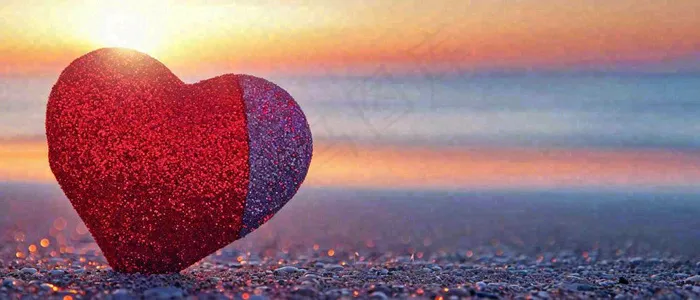 情人节浪漫海边沙滩爱心落日温馨(1680x720)