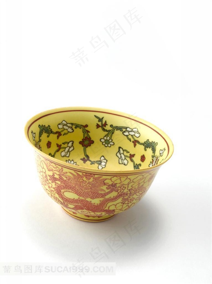 精美的龙纹碗摄影素材