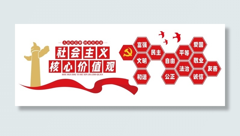 矢量核心价值观党建文化墙