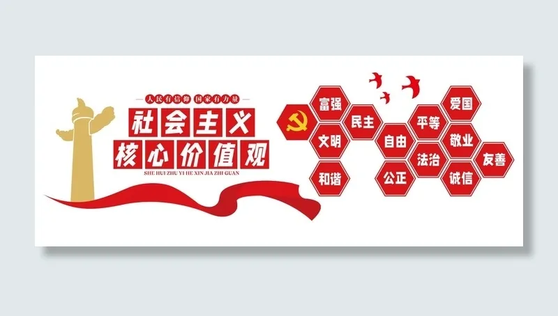 矢量核心价值观党建文化墙cdr矢量模版下载