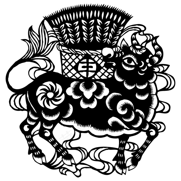 牛剪纸 剪纸风元素