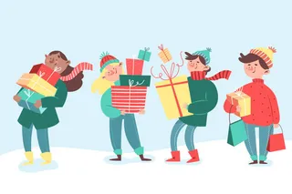 冬天服饰服装冬装穿冬装保暖冬季卡通人物男女装Ai矢量图片素材