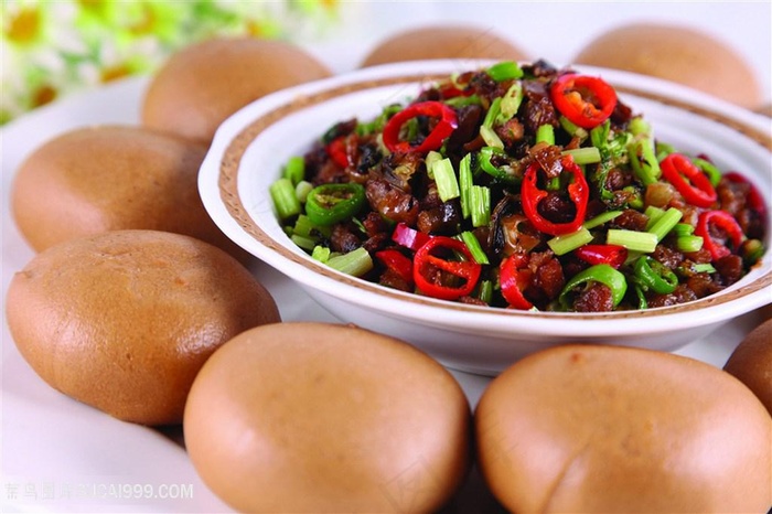 中华美食窝头实拍摄影图