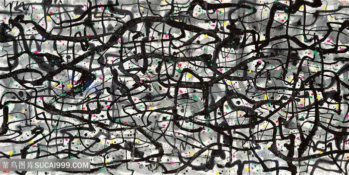 吴冠中手绘水墨线条艺术装饰画