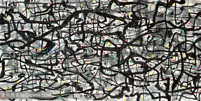 吴冠中手绘水墨线条艺术装饰画