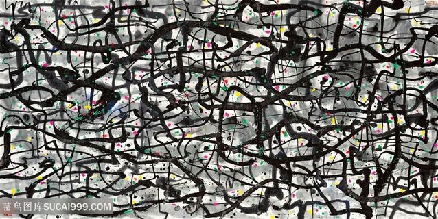 吴冠中手绘水墨线条艺术装饰画