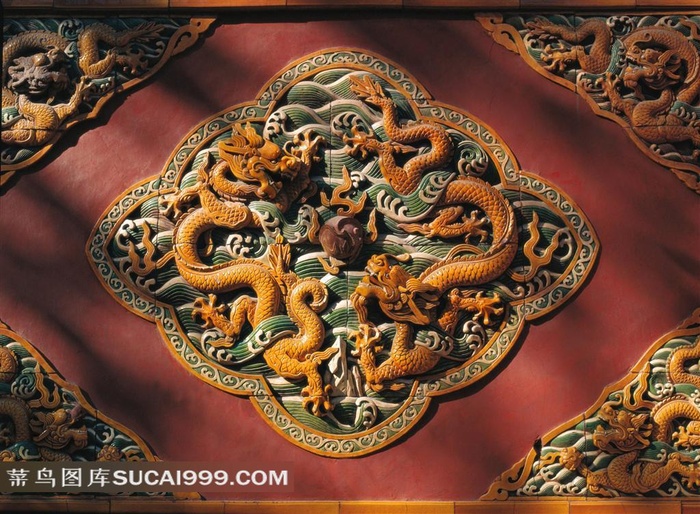 精美的古典建筑龙纹装饰素材
