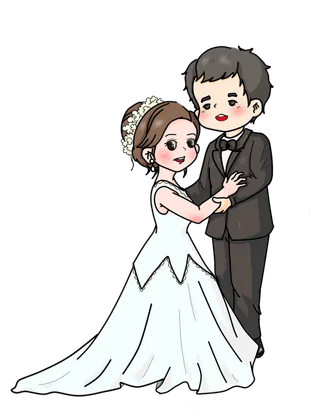 婚纱卡通人物婚礼白纱结婚婚纱摄影手绘