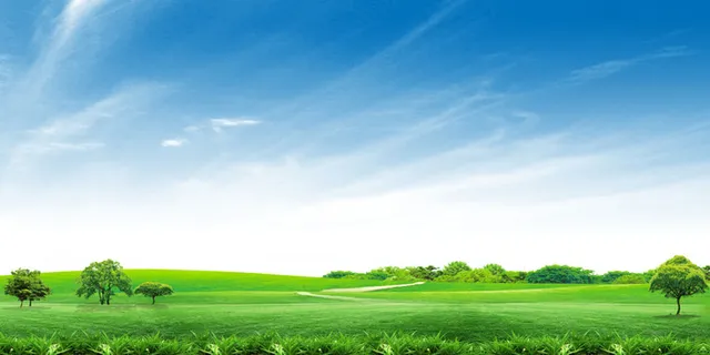 天空草地蓝天白云绿色草地背景 天空草地蓝天白云绿色草地背景