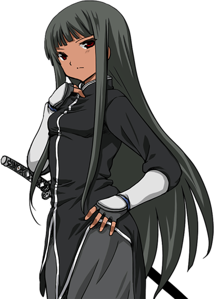 长发武士黑发女孩素材卡通简笔人物
