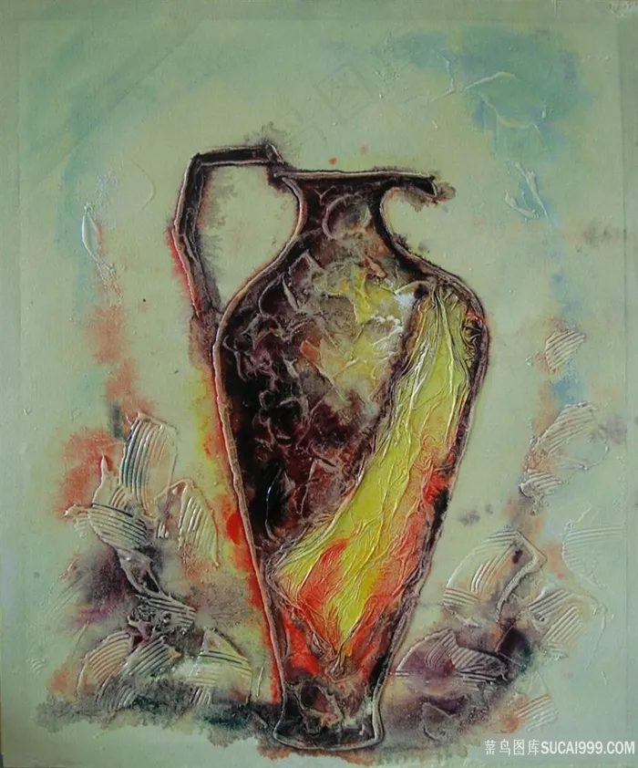 静物水彩花瓶油画