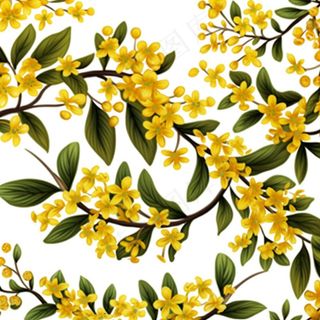 桂花黄花树枝免抠