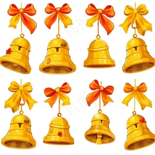 铃铛圣诞铃铛装饰卡通插画免抠