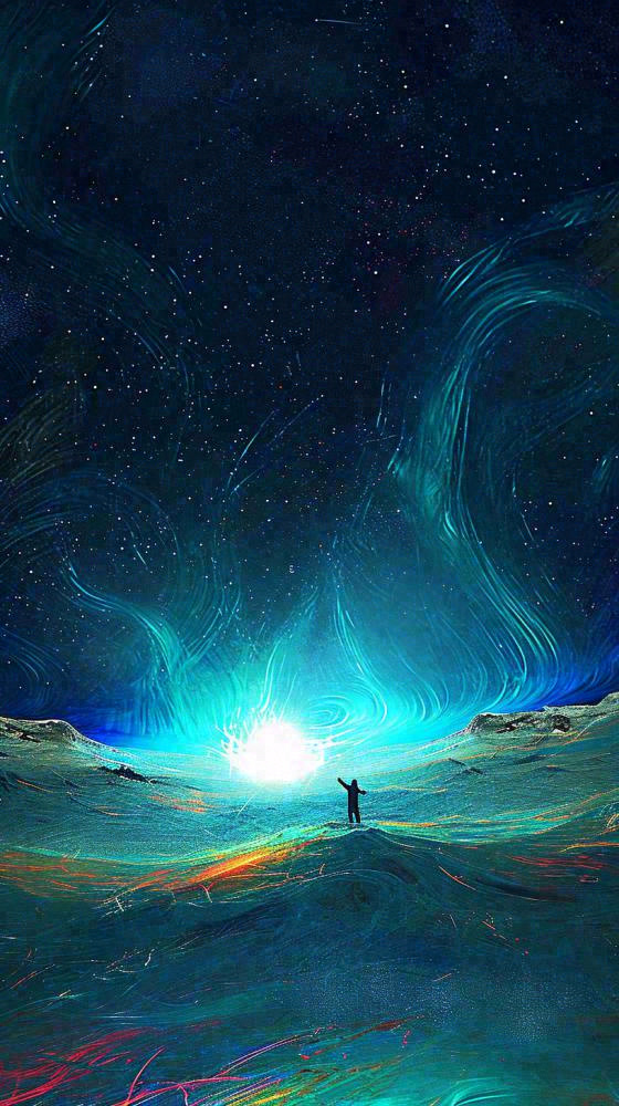 夜晚天蓝色天空科幻绚丽星空(816x1456)