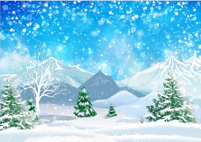 圣诞节松树白色风景背景墙