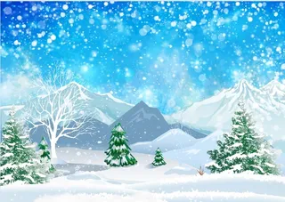 圣诞节松树白色风景背景墙