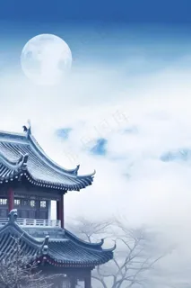国风屋檐建筑冰冷背景 国风屋檐建筑冰冷背景