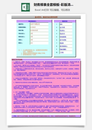 财务报表全套模板-彩版清晰-Excel图表模板