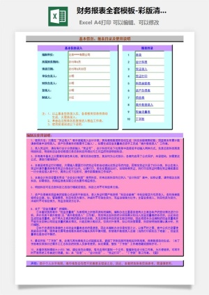 财务报表全套模板-彩版清晰-Excel图表模板