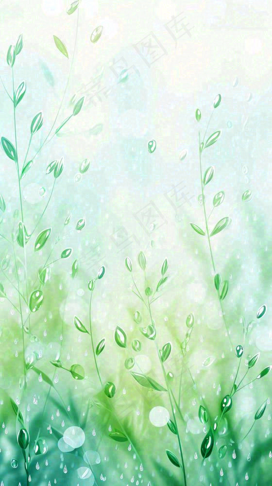 春天绿草下雨水珠，雨水，立春，春分(816x1456)