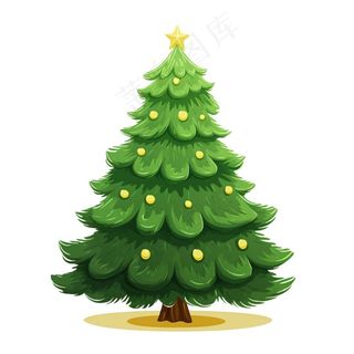 圣诞树绿色卡通插画免抠